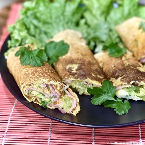Crêpes légères au Curry,  Jambon, Courgette et Chèvre.