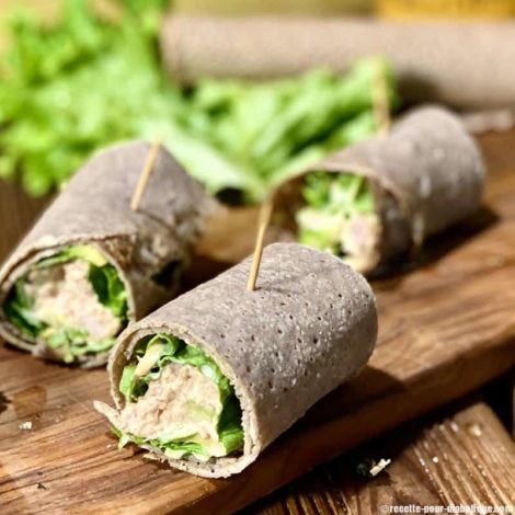 Bouchées de Galettes au Sarrasin roulées au Thon et Avocat