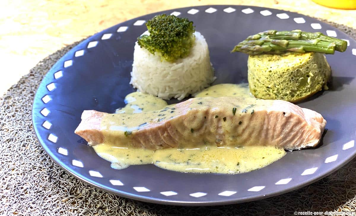 Saumon sauce Estragon et Flans de légumes verts