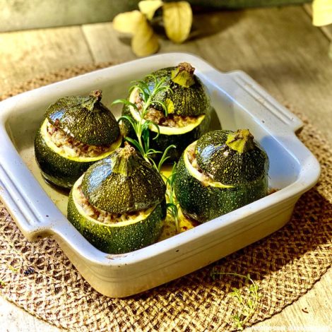 Courgettes farcies au Confit de Canard