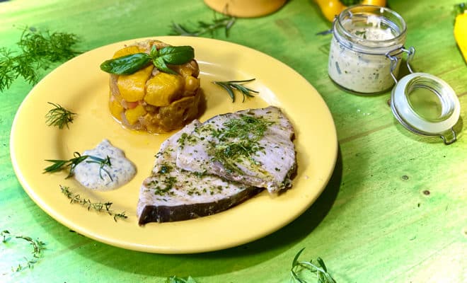 Espadon Marine Aux Herbes Et Legumes De Provence