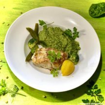 Cabillaud Meunière et sa Purée verte aux Pois cassés