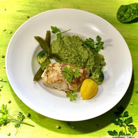Cabillaud Meunière et sa Purée verte aux Pois cassés