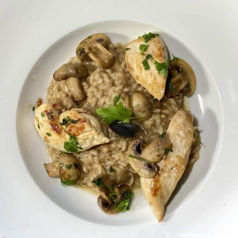 Risotto Champignons Poulet à l'Ail noir