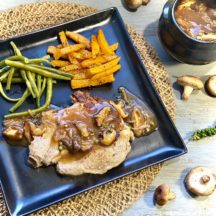 Côte de veau sauce champignons et poivre