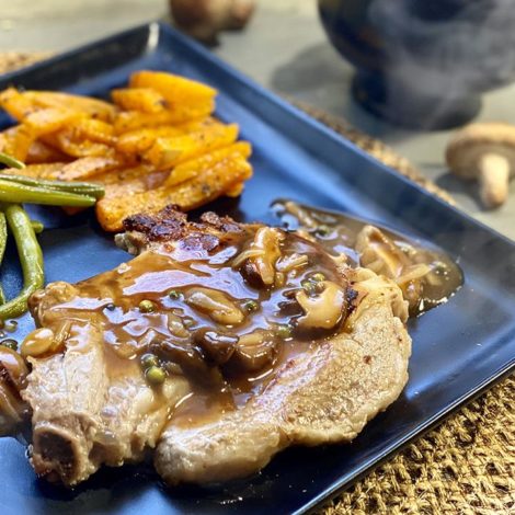 Côte de veau sauce champignons et poivre