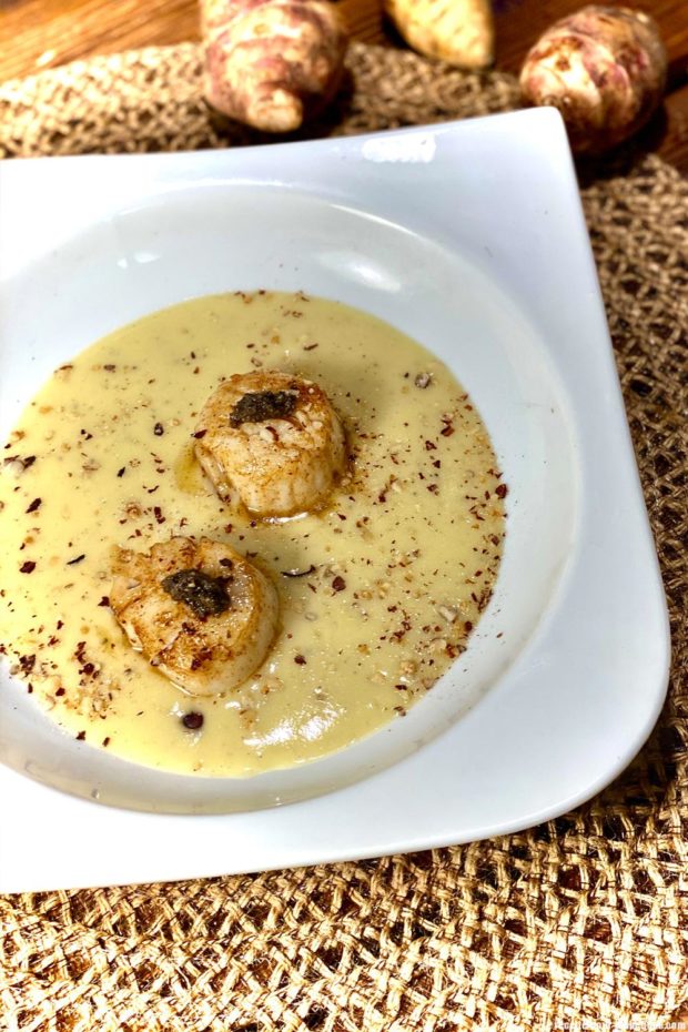 saint jacques cerfeuil topinambour truffe