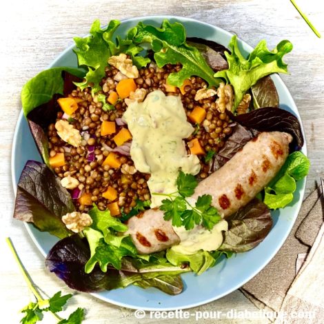 Salade de lentilles à la saucisse de Toulouse