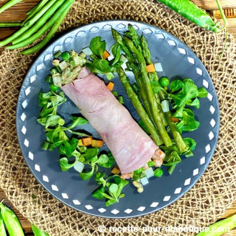 Jambon roulé à la Macédoine et Asperges