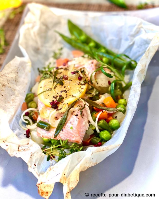 papillote saumon thym romarin légumes