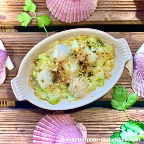 Gratin de Pétoncles aux Poireaux