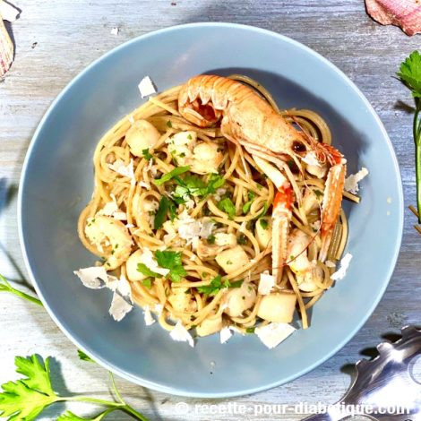 Pâtes complètes aux Pétoncles et Langoustines