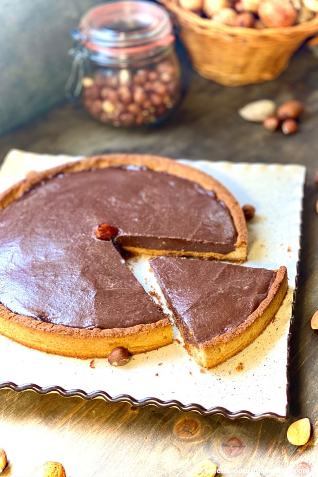 tarte au chocolat ganache praliné