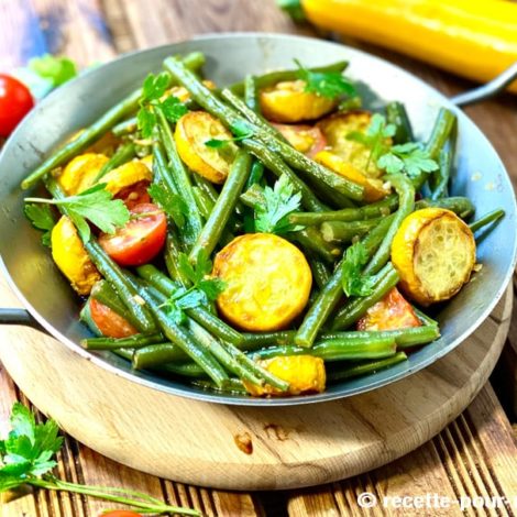 Haricots verts à la provençale avec Tomates et Courgettes