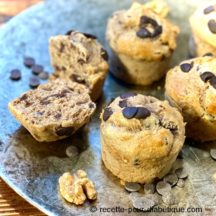 Muffins Banane, Chocolat, Avoine, Noix (IG Bas)