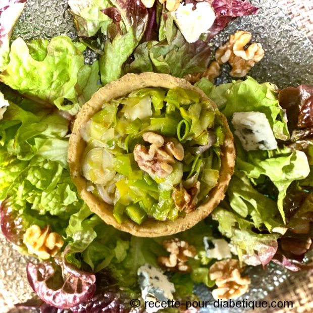 Tartelettes sablées aux Poireaux, Roquefort et Noix ( IG Bas )