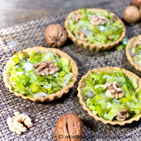 Tartelettes sablées aux Poireaux, Roquefort et Noix ( IG Bas )