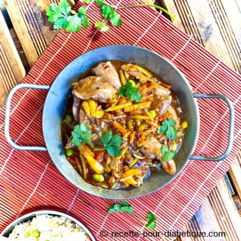 Aiguillettes de Canard sauce Aigre douce et légumes
