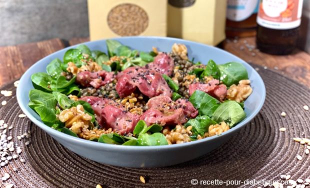 gésiers de canard aux lentilles et épeautre