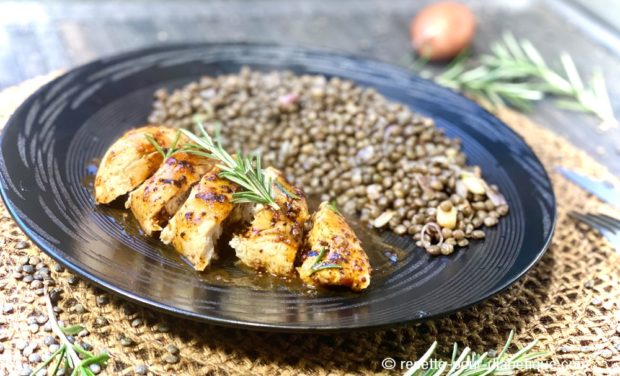 poulet moutarde et lentilles