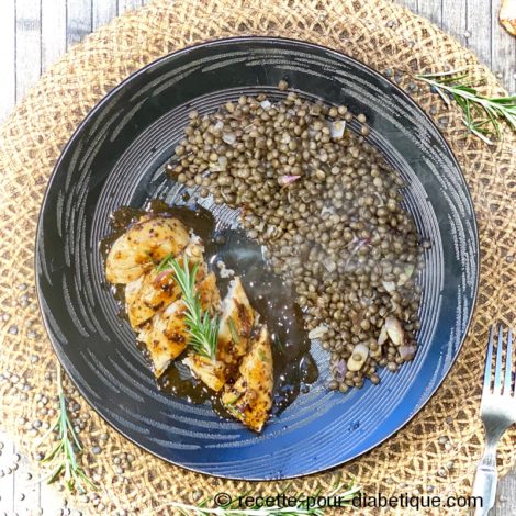Poulet vapeur à la Moutarde et Lentilles