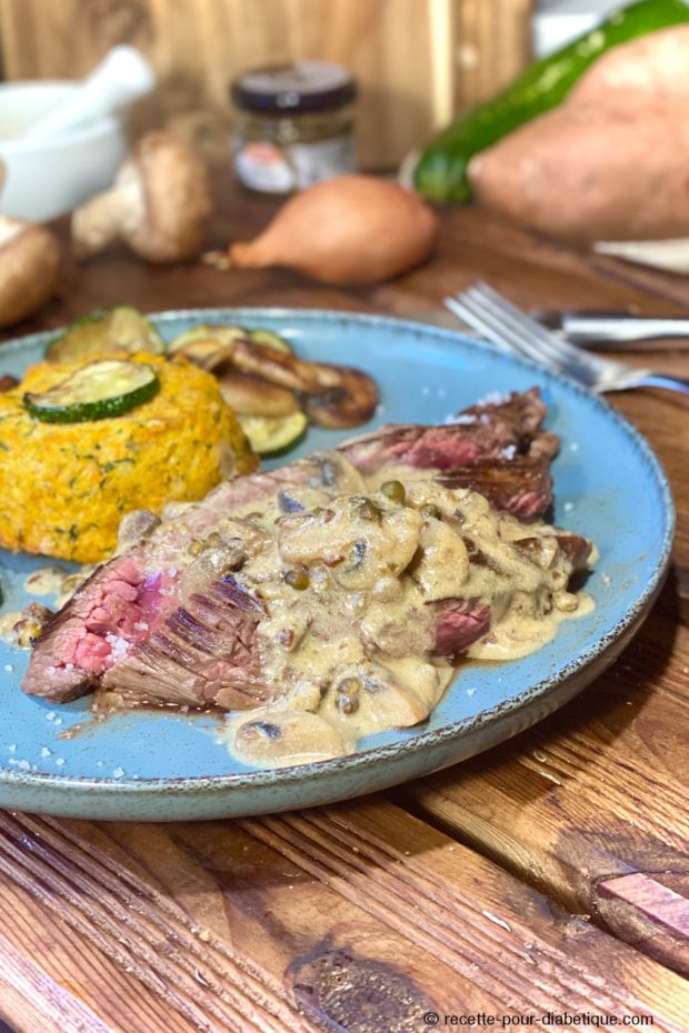 bavette sauce poivre champignons