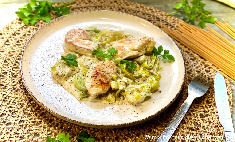 Poulet à la fondue de Poireau