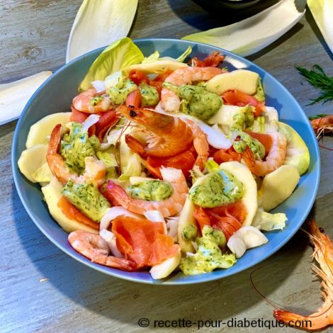 Salade d'Endives, Saumon, Crevettes et Pommes