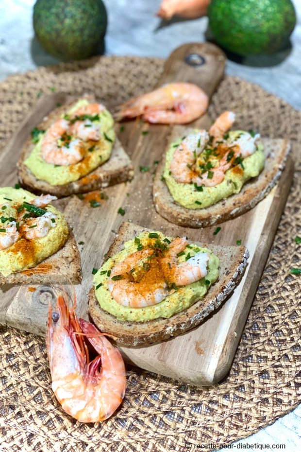 Tartines gourmandes à l'Avocat et aux Crevettes