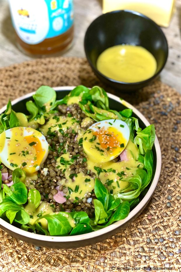 salade Lentilles, Oeuf et Jambon sauce moutarde