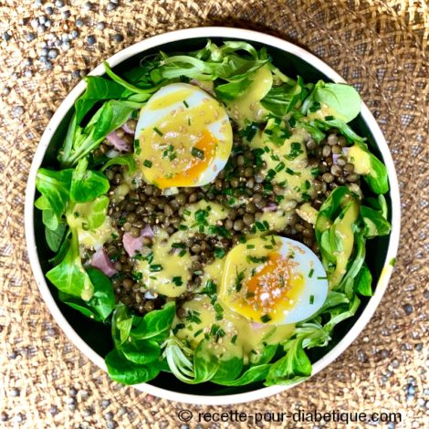 Bowl Lentilles, Oeuf et Jambon sauce moutarde