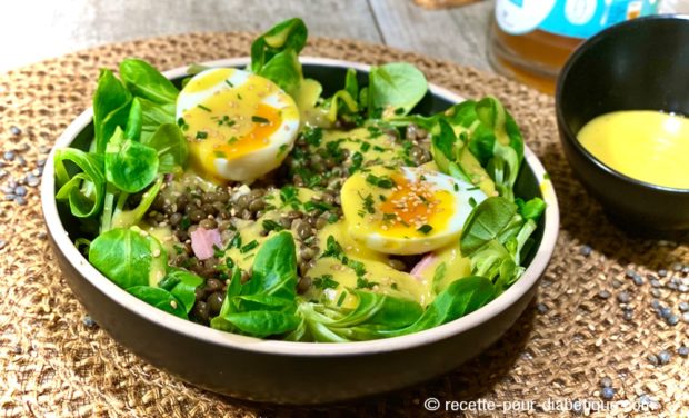 salade Lentilles, Oeuf et Jambon sauce moutarde