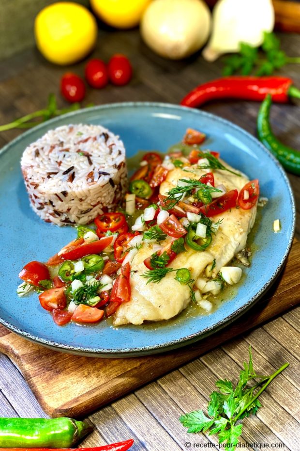 Carrelet Meunière sauce Vierge aux piments doux