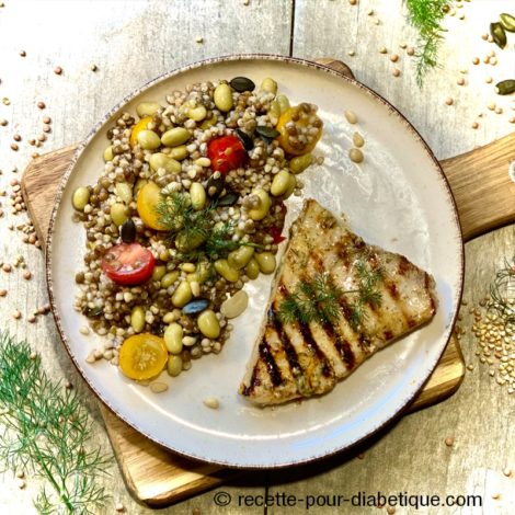 Espadon grillé mariné à la Moutarde et au Miel