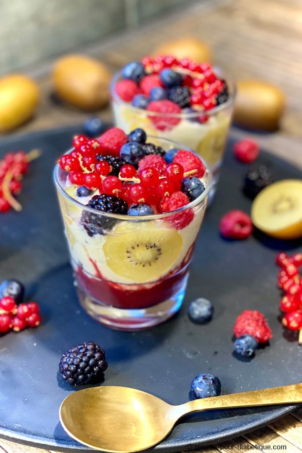 Mousse au Kiwi et Fruits rouges