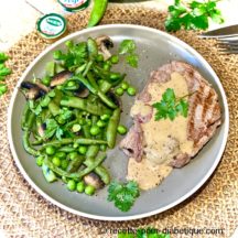 Boeuf sauce Crème de Roquefort Société et  légumes verts
