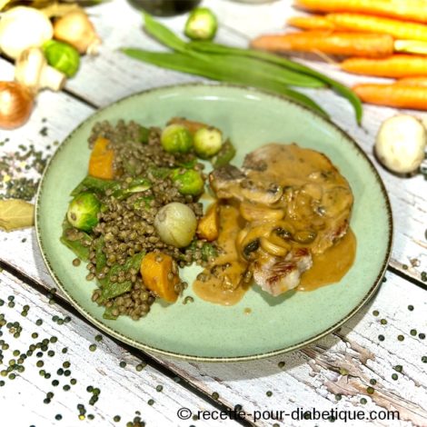 Côte de Porc Sauce Madère aux Lentilles