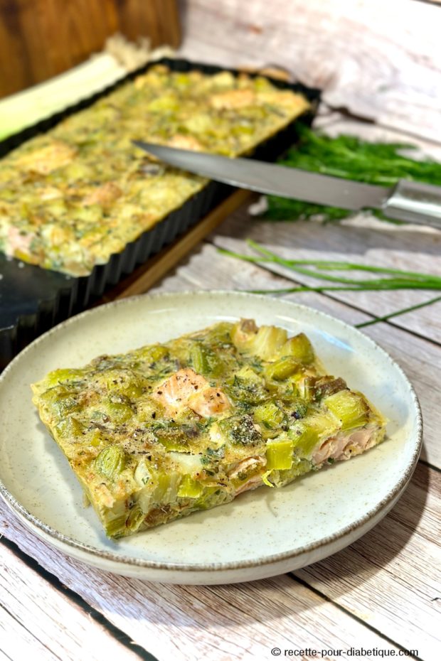 Quiche sans pâte au Saumon et Poireaux