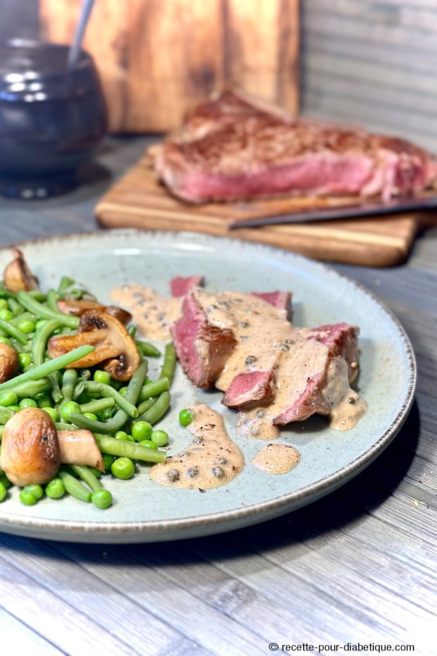 Côte de Boeuf au poivre et son accompagnement IG Bas