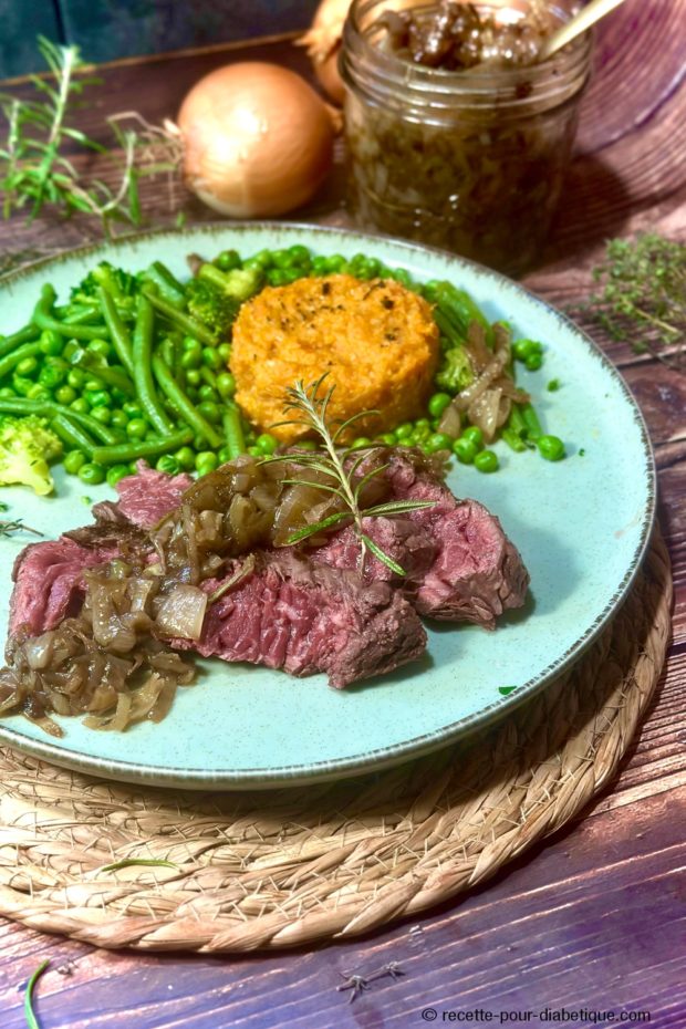 Onglet de Boeuf au confit d'oignons