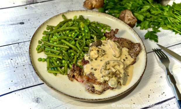 Boeuf sauce Shiitake et poivre accompagenement ig bas