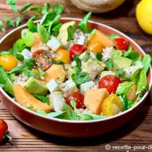 Salade de poulet aux céréales et Melon