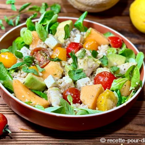 Salade de poulet aux céréales et Melon