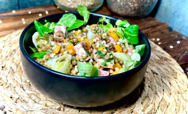 Salade de lentilles au Saucisson Lyonnais