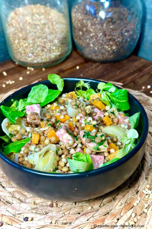 Salade de lentilles au Saucisson Lyonnais