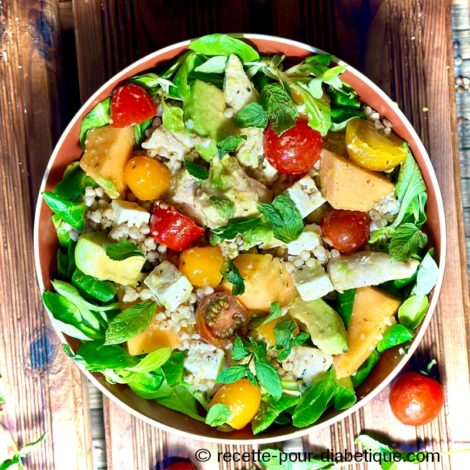 Salade de poulet aux céréales et Melon