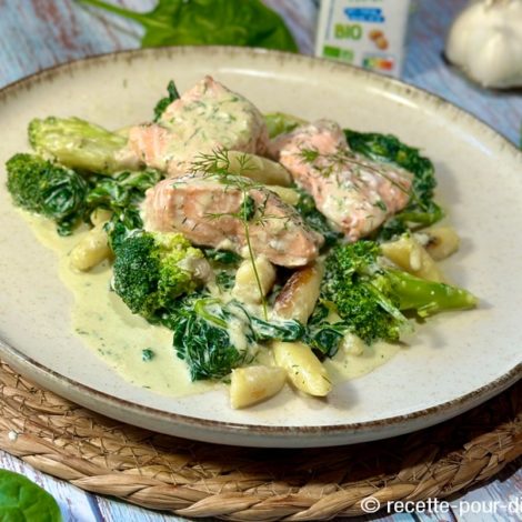 Saumon au épinards à la crème de Soja