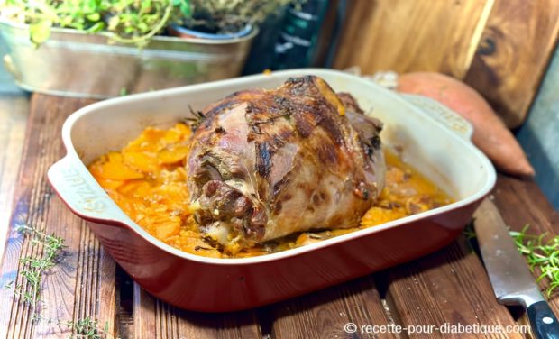 Gigot d'agneau et patates douces au four