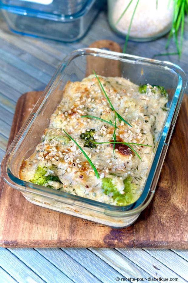 Gratin de Poisson à la Bechamel Ig Bas et aux légumes