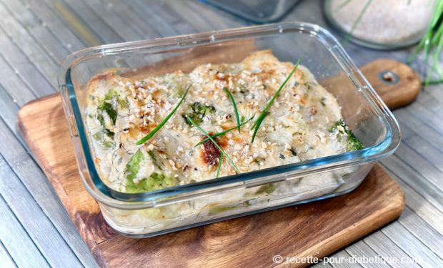 Gratin de Poisson à la Bechamel Ig Bas et aux légumes
